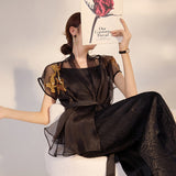 New Chinese style national style embroidery simple mesh mulberry silk sequined jacket slim temperament outer top M3084