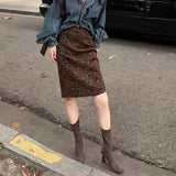 2025 popular autumn new leopard print skirt fashionable versatile women's retro printing autumn and winter casual temperament
