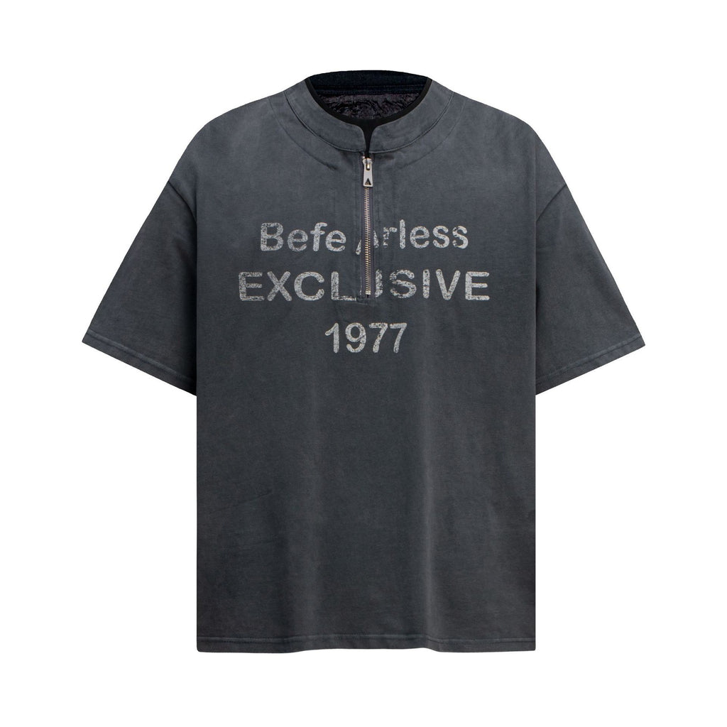 2025 6099 2025n Street 2025 Summer Fake Two-Letter Design Men's Loose Premium Sense Heavy Short Sleeve T-Shirt