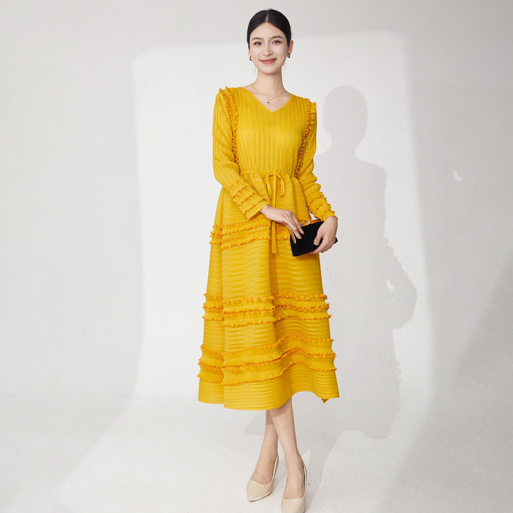 2025 Hot Trade  Dress Women's Summer High Temperament Design Loose Large Size Lace-up Skinny Fashion Long Skirt