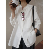 Loose casual white long-sleeved shirt women's spring  new simple and thin shirt Popular style age-reducing shirt