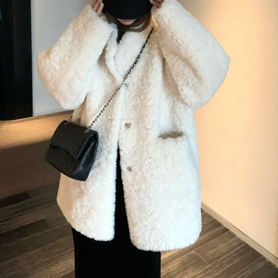 2025 Lazy wind medium and long fur integrated coat women's winter loose environmentally friendly fur coat high-end fashion top tide