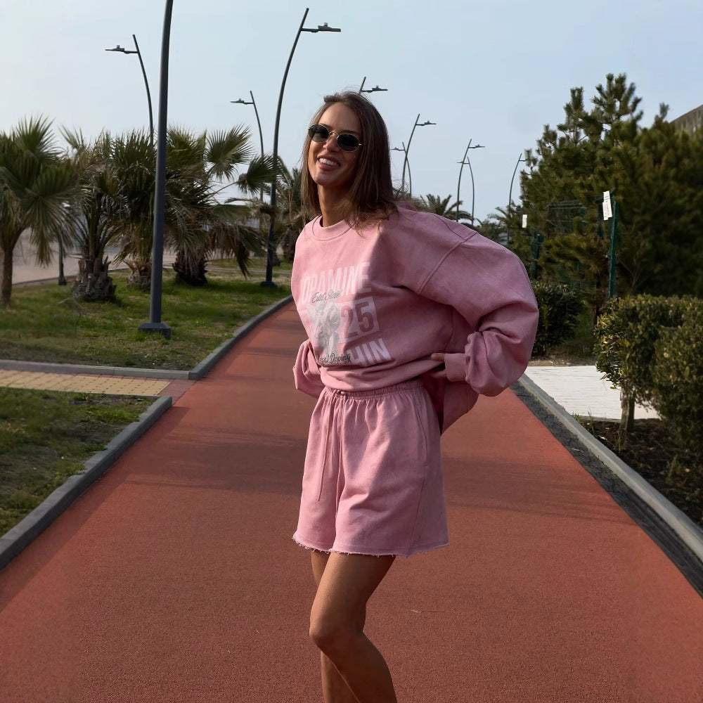 new New n retro street loose sweater set women's ins wind lazy wind sweater two-piece set