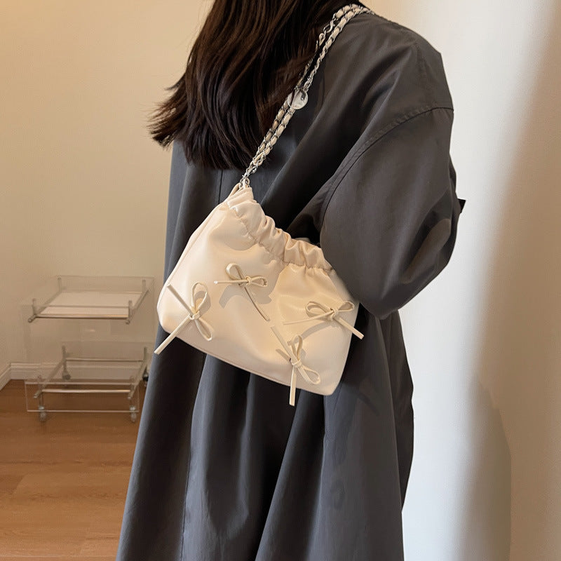 GOOSUDU This Year's Popular Small Bag for Women  New Summer All-Matching Chain Shoulder Messenger Bag Texture Korean Style Bucket Bag