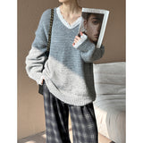 2025 popular autumn and winter new Korean version loose casual lazy wind v-neck pullover sweater knitted sweater 960