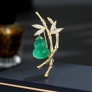 2025 Vintage Chinese style cheongsam dress accessories women's silk scarf buckle multi-purpose bamboo for peace Fulu bamboo gourd brooch