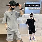 Boys' Suit Summer  New Children's Summer Clothing Western Style Medium and Big Children's Clothes Boyish Look Sports Net Red Fashion
