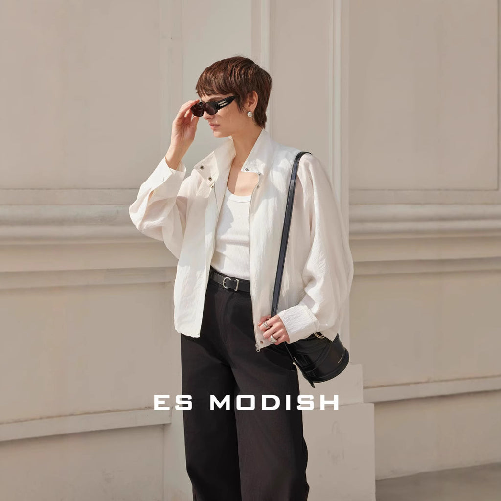 2025 ES MODISH spring new product solid color outdoor casual outer trench coat shirt versatile loose simple top women