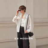 2025 ES MODISH spring new product solid color outdoor casual outer trench coat shirt versatile loose simple top women
