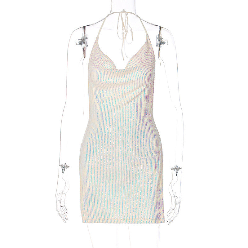 GOOSUDU 2025 Express new fried street street style sexy backless hollow neck show figure short women's dress