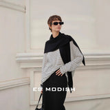 2025 ES MODISH Spring New Product Premium Versatile Knitted Top Loose Casual Stripe Long Sleeve Tencel T-Shirt Girls