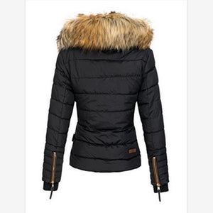 2025 Winter cotton-padded women's clothing  New  fur collar zipper cotton clothing thickened warm jacket women 524332