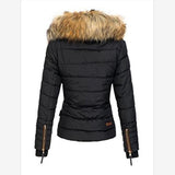2025 Winter cotton-padded women's clothing  New  fur collar zipper cotton clothing thickened warm jacket women 524332