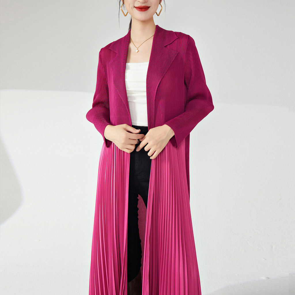 2025 trench coat women's high-end fashion design niche splicing pleated New Popular trade long coat coat