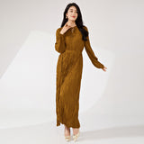 2025 Nanyou high-end women's clothing long-sleeved dress spring and autumn women's design irregular pleated skirt long high-end sense