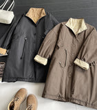 2025 popular winter new padded jacket retro versatile lapel breasted knee long warm cotton clothes F365