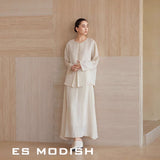 2025 ES MODISH spring new national style retro simple and elegant long-sleeved shirt + A-shaped skirt suit for girls