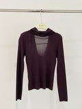 2025 ES MODISH spring new product girls must-have artifact slim and thin pile collar backless Tencel knitted sweater