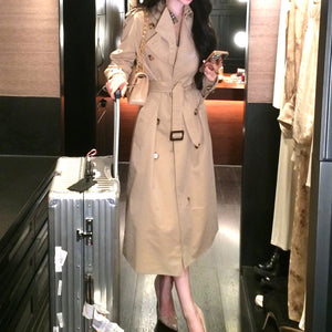 2025 popular autumn new classic senior commuter casual loose lazy style khaki long waist trench coat