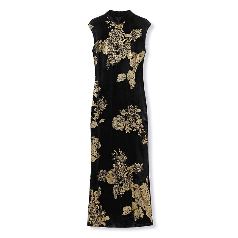 New Chinese style luxurious high-end embroidery printing design jacket cape dress set female M9005