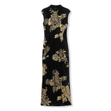 New Chinese style luxurious high-end embroidery printing design jacket cape dress set female M9005