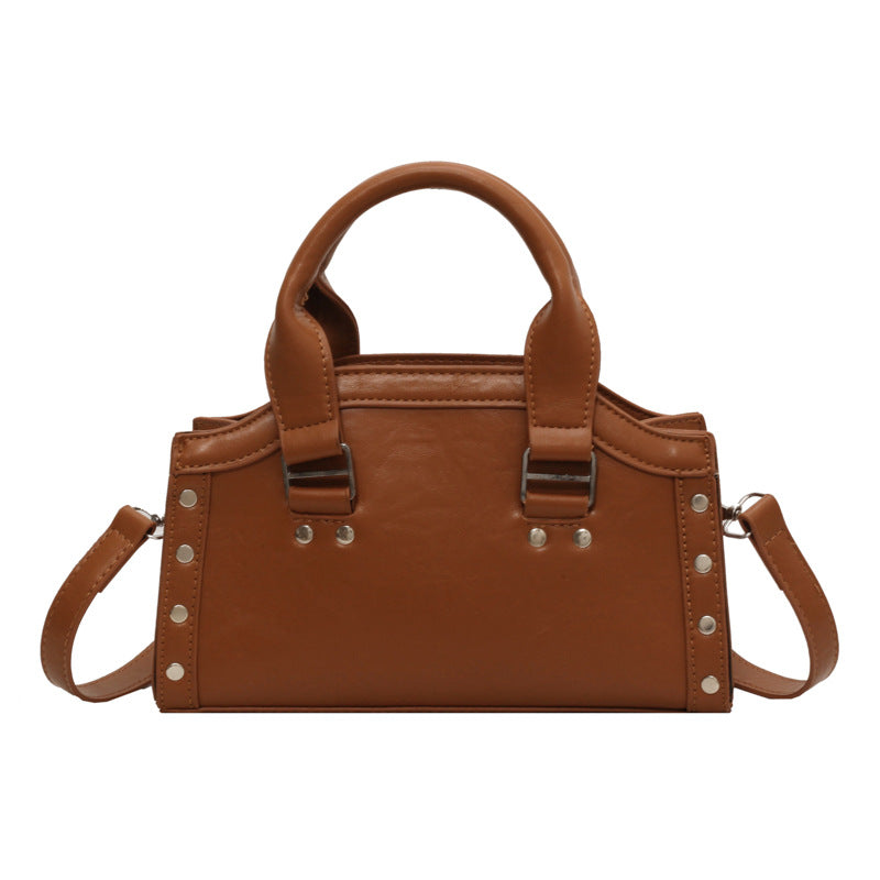 GOOSUDU 2025 New new small square bag fashionable texture rivet handbag  retro temperament single shoulder messenger bag