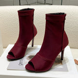 Goosudu Peep Toe Ankle Boots