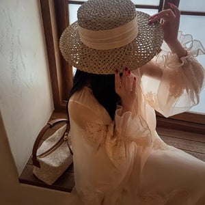 Spring and summer new  embroidery silk design temperament long dress female vacation celebrity style dress N3086