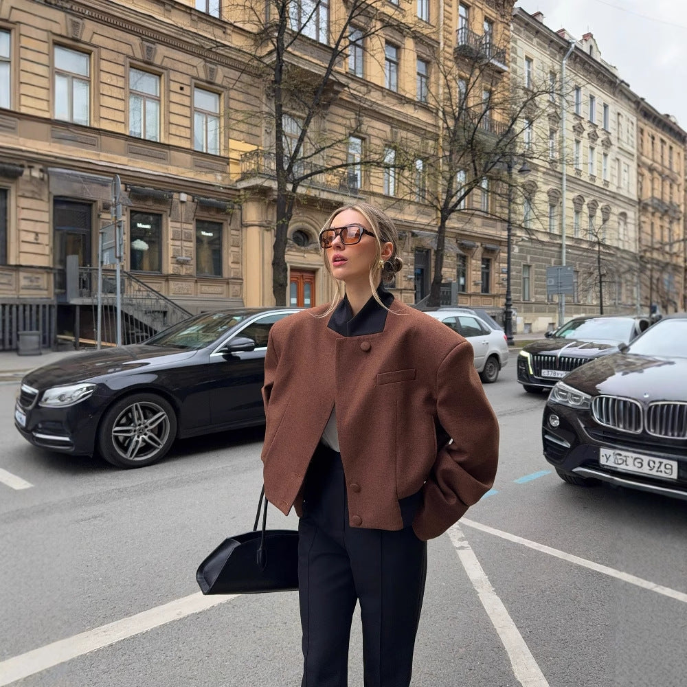 popular Popular trade New  new women's models crisp shoulder pads solid color jacket temperament casual style  style