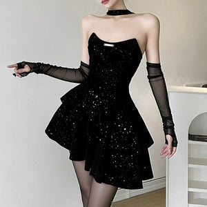 2023 new autumn New 2025 sexy babes personalized niche street slim and thin irregular dress