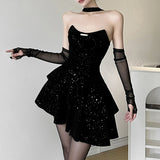 2023 new autumn New 2025 sexy babes personalized niche street slim and thin irregular dress