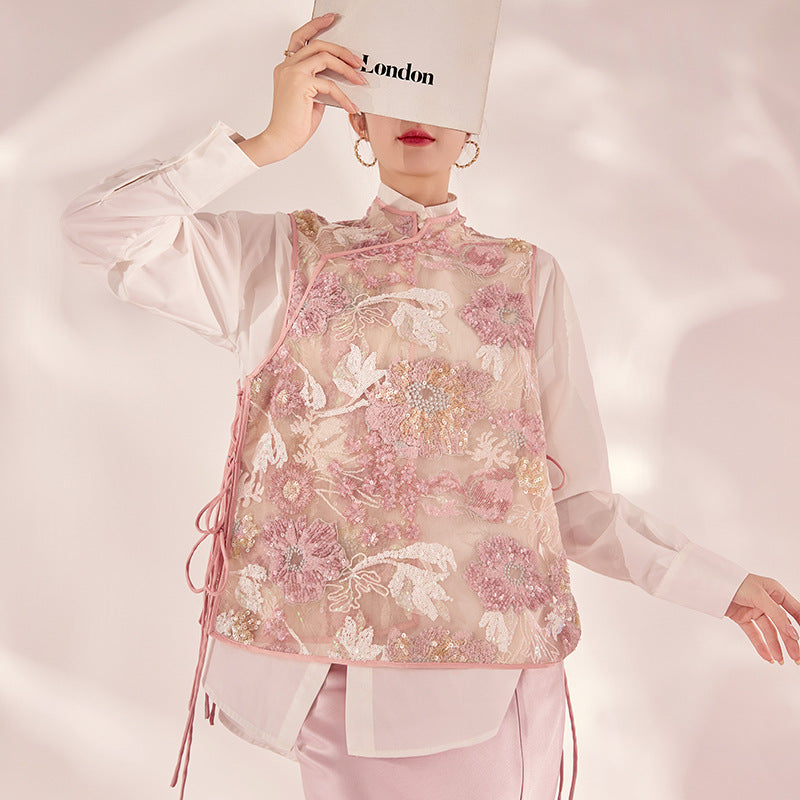 spring new Chinese light luxury vest new national style high-end sweet embroidery temperament vest women MZ094