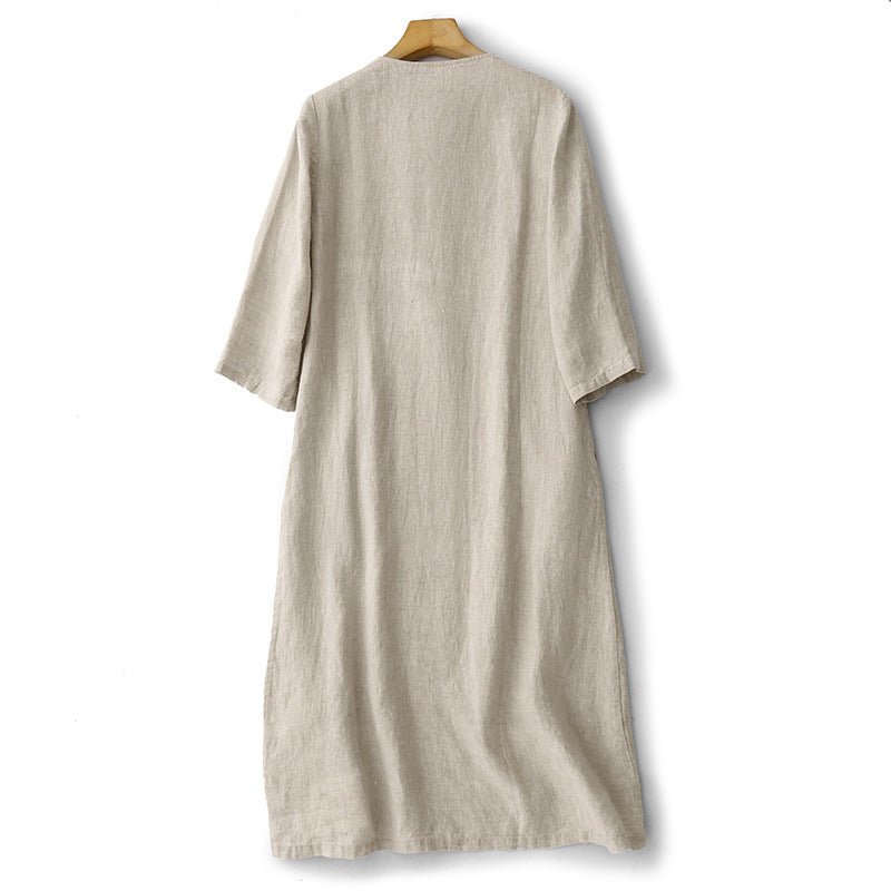 Light luxury high-end dress  summer new literary retro heavy industry embroidery temperament loose dress women