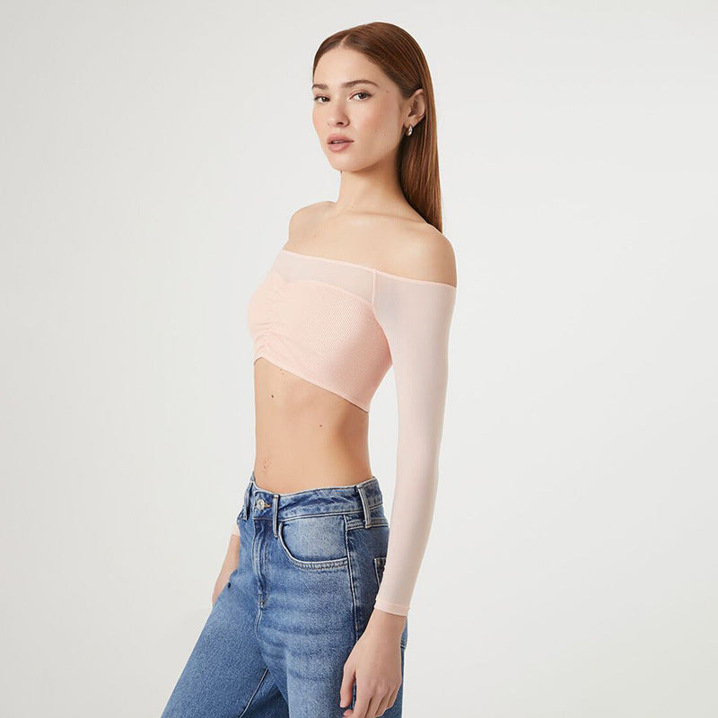 GOOSUDU 2025 AC008 summer New   independent station popular women's clothing one-word collar perspective chest wrap short top