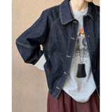2025 Tangzhi popular autumn new top, Hong Kong style and Popular style, super good-looking, chic retro long-sleeved denim jacket 9638