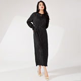 2025 Nanyou high-end women's clothing long-sleeved dress spring and autumn women's design irregular pleated skirt long high-end sense