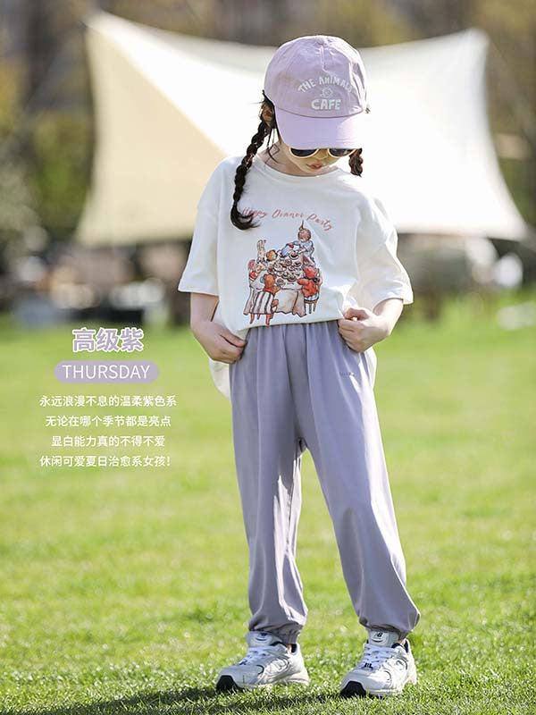 UV Protection Cool Feeling Solid Color Girls Sun-Proof Trousers Summer Korean Style Solid Color Boy's Anti-Mosquito Pants Cropped Pants Wholesale