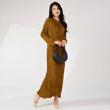 2025 Nanyou high-end women's clothing long-sleeved dress spring and autumn women's design irregular pleated skirt long high-end sense