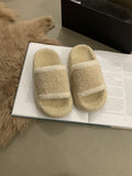 2025  Slippers women's muffin thick bottom popular autumn and winter middle heel Popularan station warm fluffy slippers women's outer wear