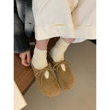 2025  Thick-bottomed Birkenstock bag head half slippers women's outer wear half tray popular autumn lace-up pregnant women non-slip ugly Bokentide
