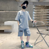 Boys' Suit Summer  New Children's Summer Clothing Western Style Medium and Big Children's Clothes Boyish Look Sports Net Red Fashion