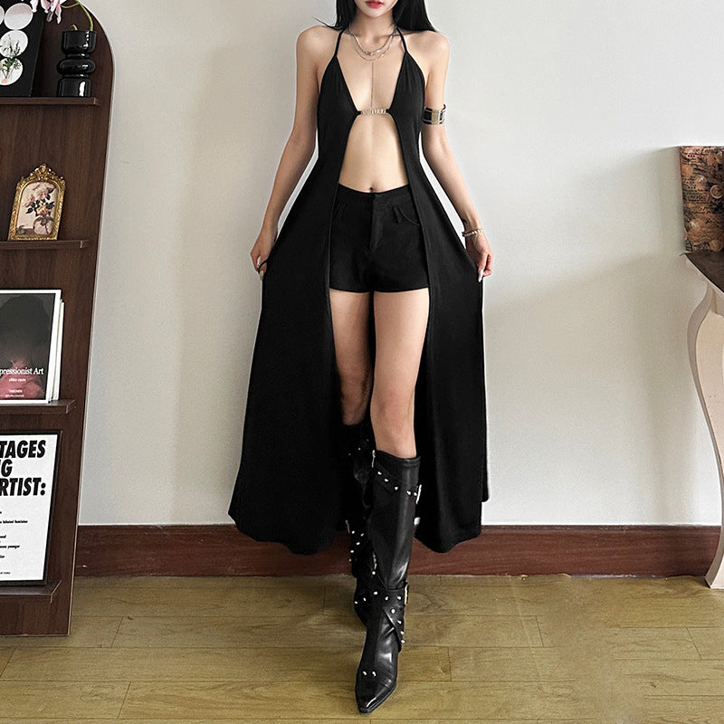 2025 style 2025 spring new women's clothing simple and generous big hem thin lace-up dress dress