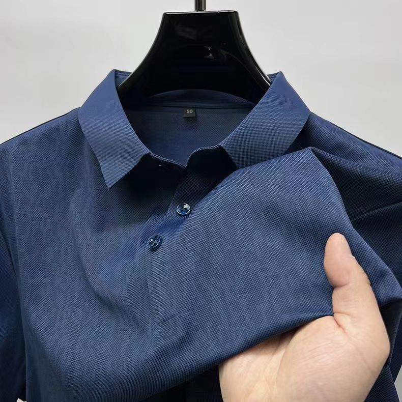 GOOSUDU High-End Camouflage Ice Silk Short Sleeve T-shirt Men's Shirt Collar Summer Trendy Paul Polo Shirt Male Half Sleeve Non-Marking Clothes