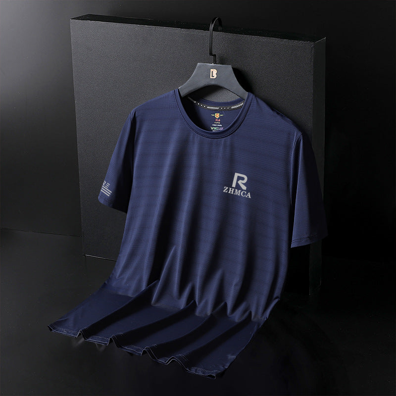 GOOSUDU Couple's Ice Silk Short Sleeve Men's Summer Thin Quick-Drying Casual Sports T-shirt plus-Sized plus Size Summer T-shirt