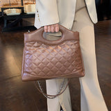 GOOSUDU 2025 popular winter new chain small fragrant wind portable shoulder oblique span bag high sense Internet celebrity women's bag soft leather diamond