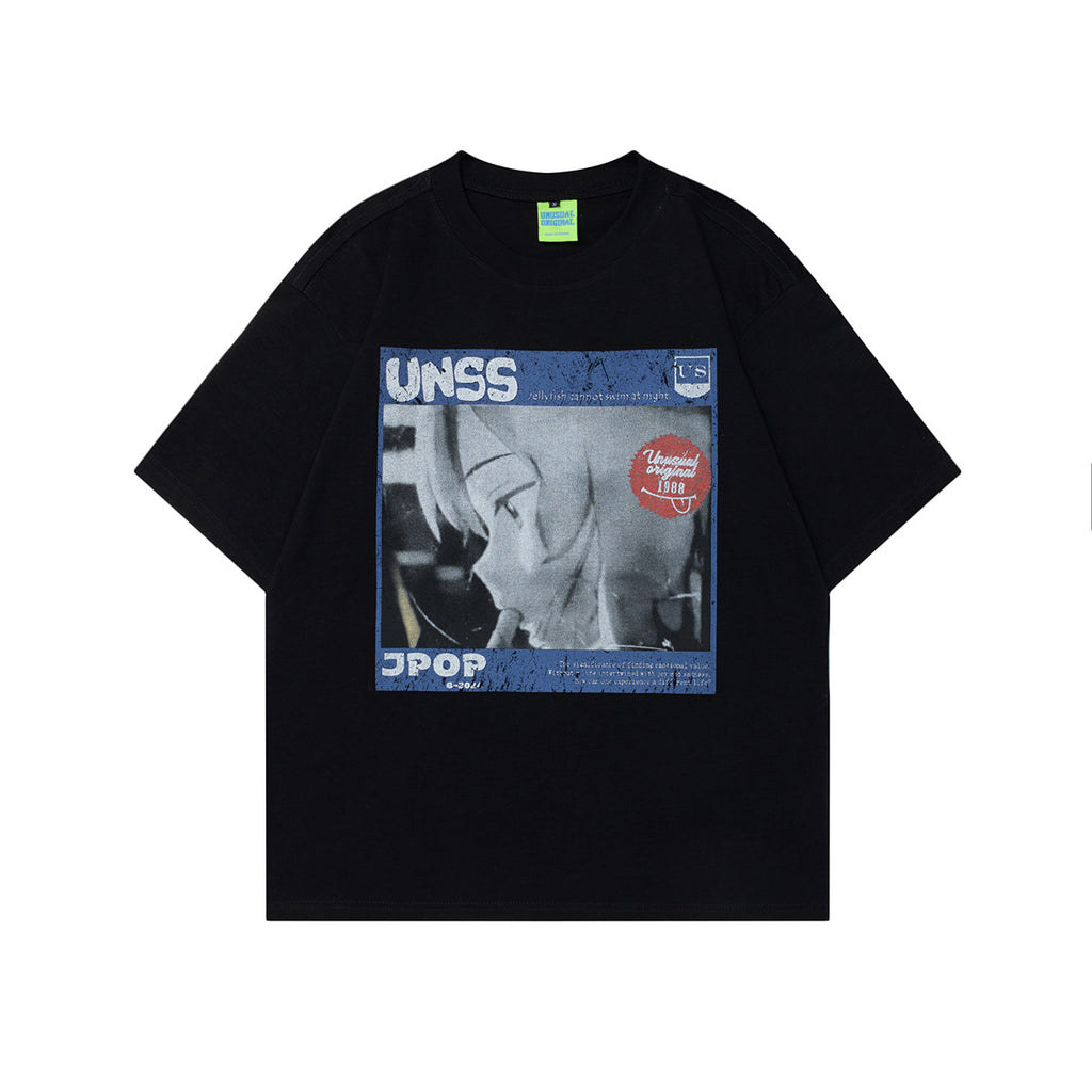 2025 T1088 2025n Street 2025 Summer Comic Beautiful Girl Premium Sense Design Men's Loose Crew Neck Short Sleeve T-Shirt