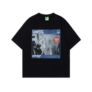 2025 T1088 2025n Street 2025 Summer Comic Beautiful Girl Premium Sense Design Men's Loose Crew Neck Short Sleeve T-Shirt