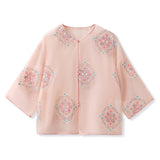 New Chinese light lotus root pink mulberry silk shirt summer thin high-end heavy industry embroidered loose top M6032