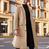 2025 new Popular trade British men's long trench coat woolen coat wish men's woolen coat