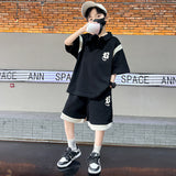 Boys Summer Suit New Children's Short-Sleeved Polo Shirt Two-Piece Set Medium and Big Children Summer Trendy Western Style Sports Sets